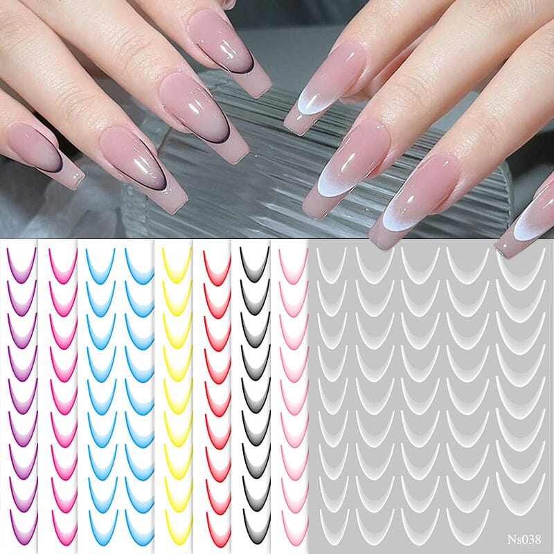 3D Gradient French Line Nail Stickers Nail Sticker No Brand 