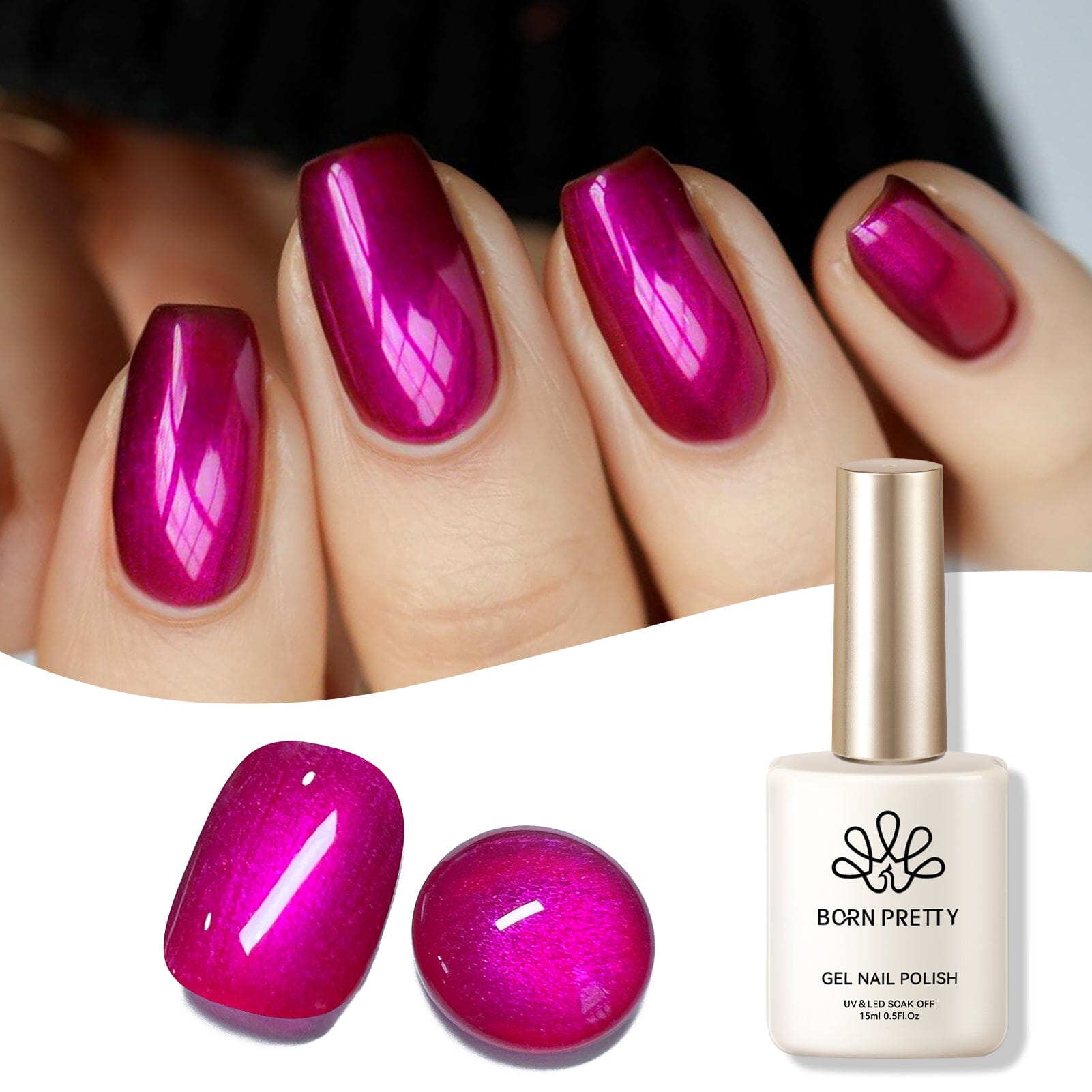 Shimmer Pearl Gel Polish Fuchsia F1ame 15ml Gel Nail Polish BORN PRETTY 