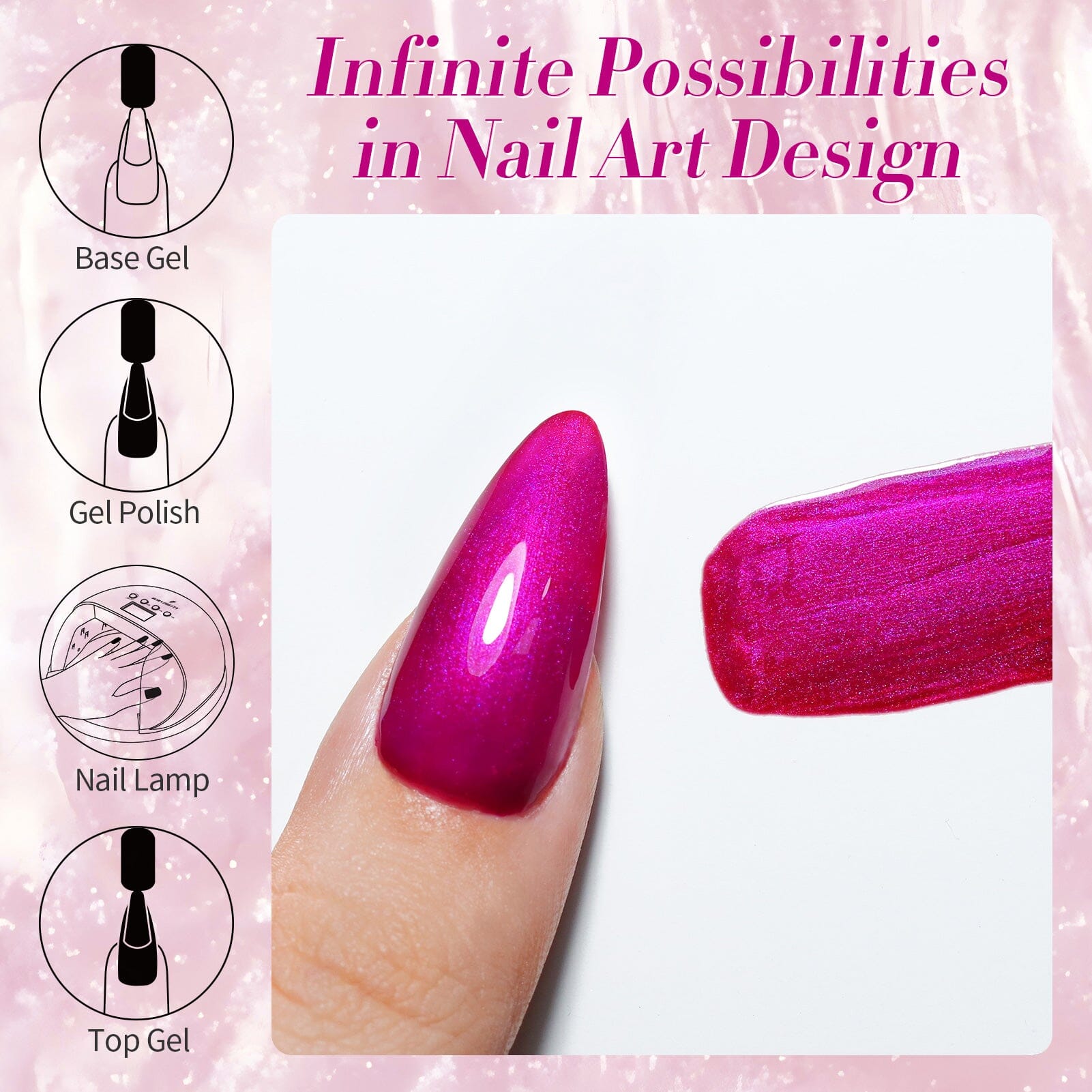 Shimmer Pearl Gel Polish Fuchsia F1ame 15ml Gel Nail Polish BORN PRETTY 