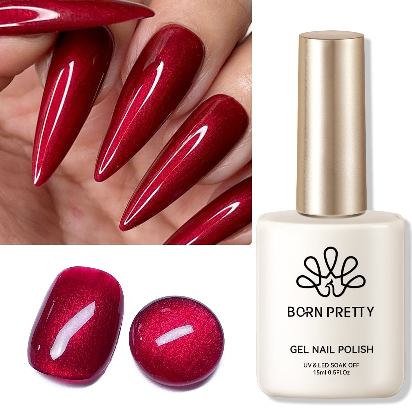 Shimmer Pearl Gel Polish Scarlet Ruby 15ml Gel Nail Polish BORN PRETTY 