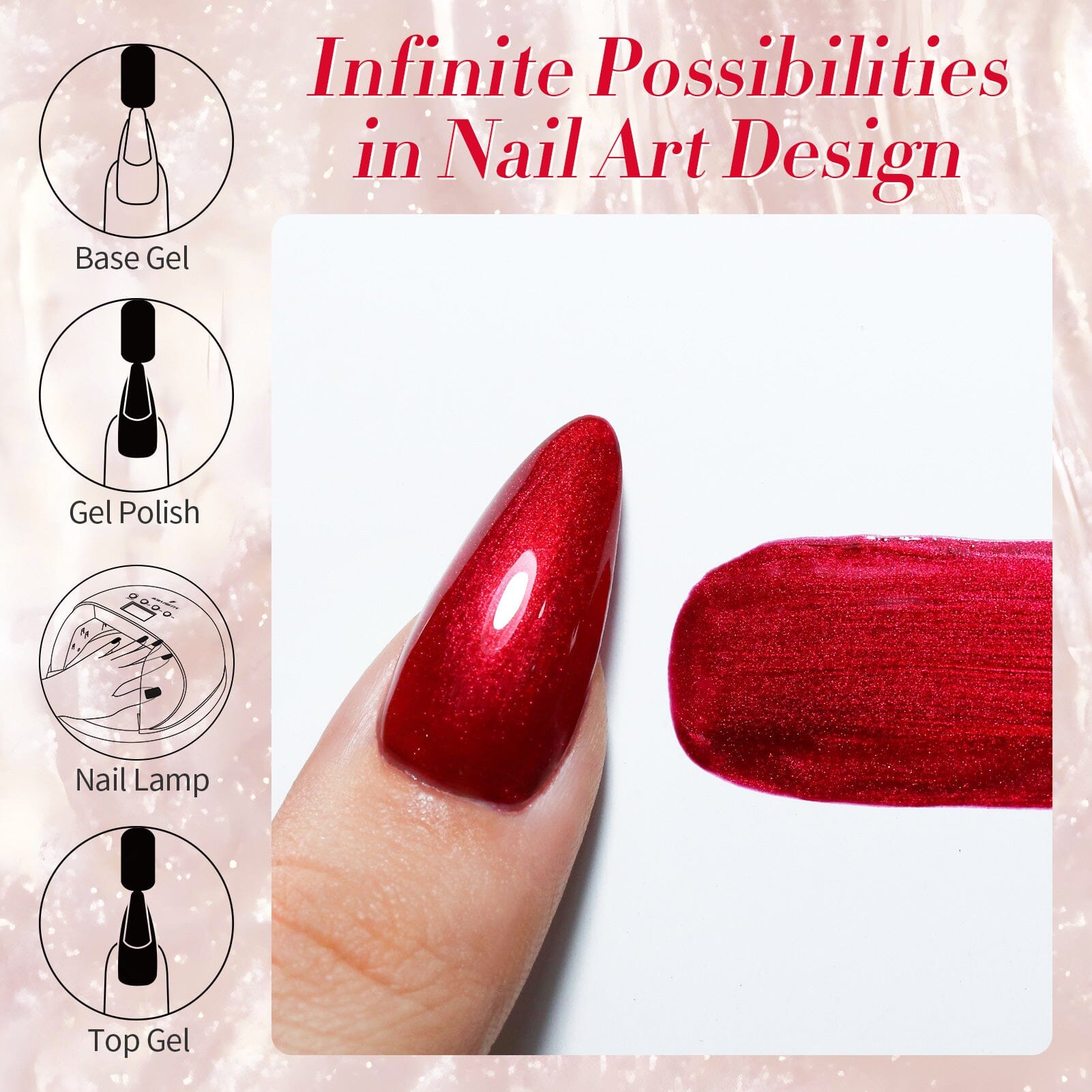 Shimmer Pearl Gel Polish Scarlet Ruby 15ml Gel Nail Polish BORN PRETTY 