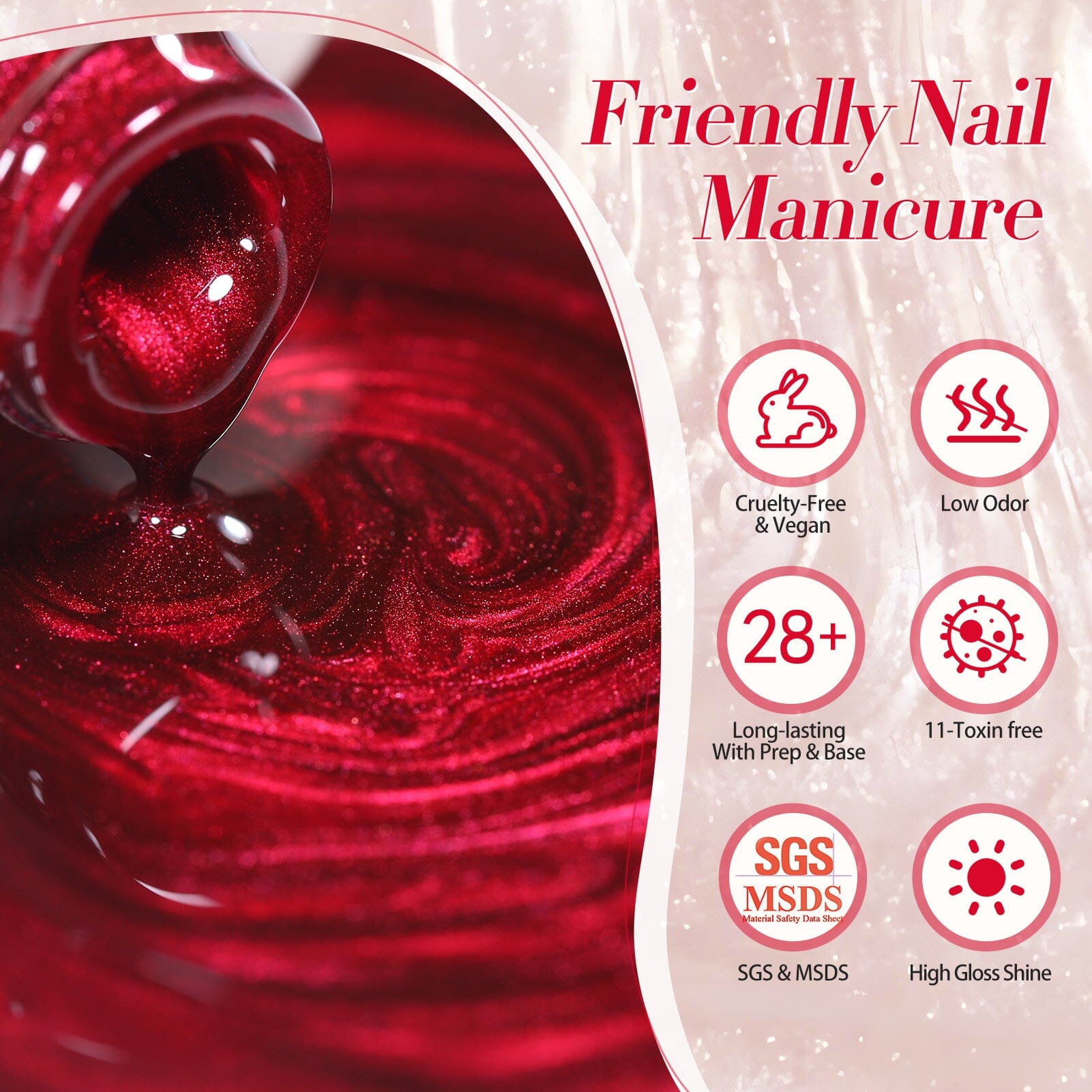 Shimmer Pearl Gel Polish Scarlet Ruby 15ml Gel Nail Polish BORN PRETTY 
