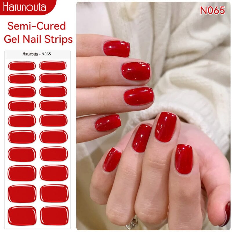20 Tips Semi-Cured Gel Nail Strips N061-N078 Nail Sticker Harunouta N065 