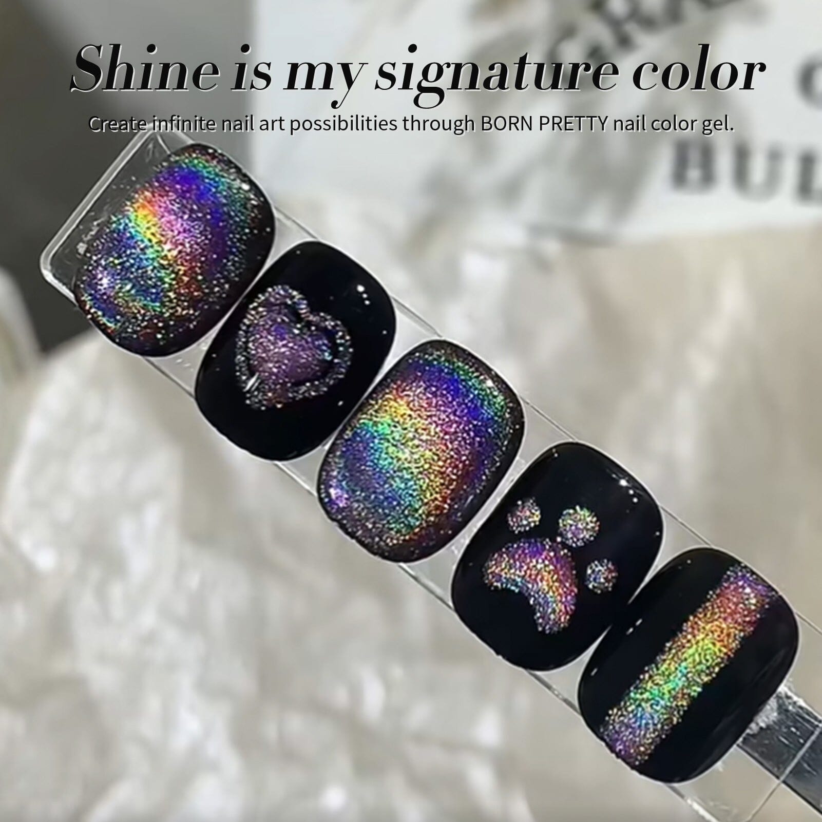 Black Iridescent Cat Magnetic Gel Polish 15ml Gel Nail Polish BORN PRETTY 