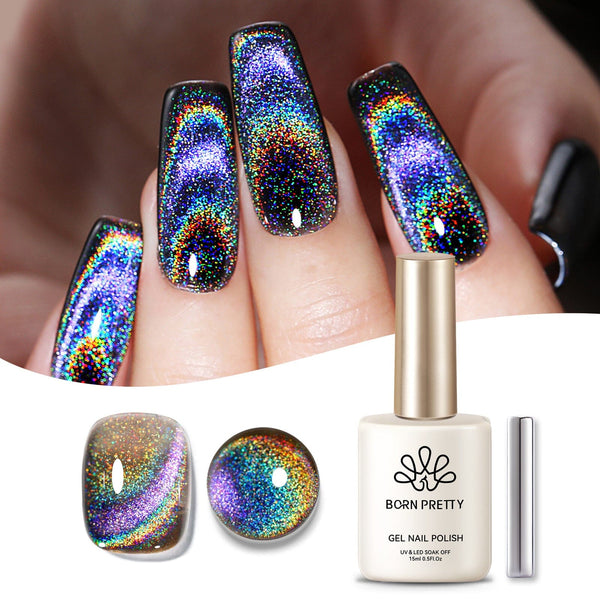Black Iridescent Cat Magnetic Gel Polish 15ml Gel Nail Polish BORN PRETTY 