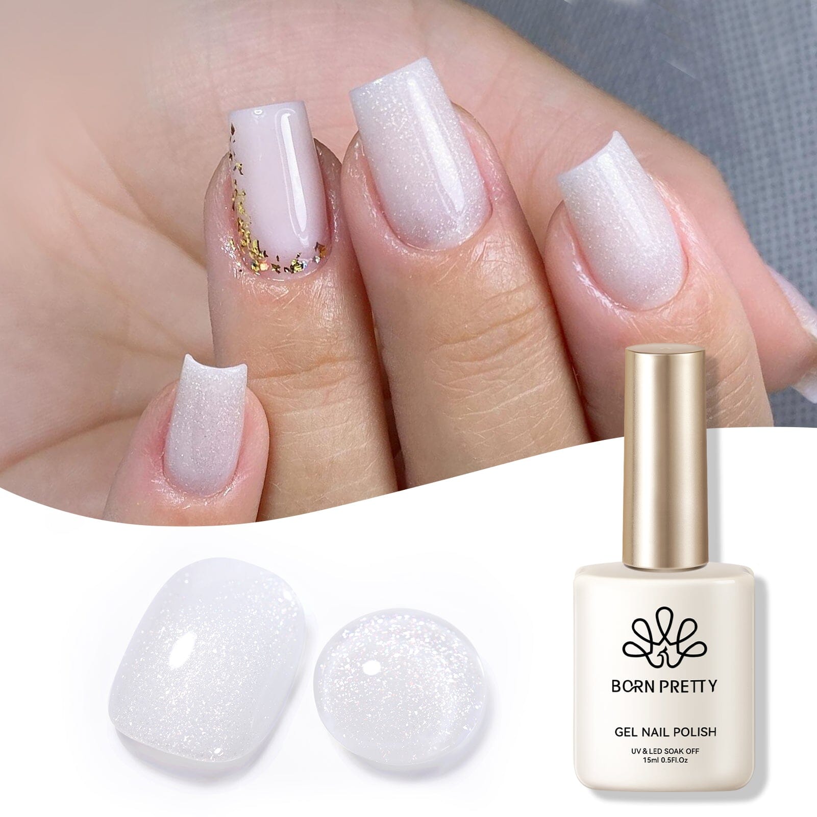 White Jelly Gel Polish #19 Moonlight Milk 15ml Gel Nail Polish BORN PRETTY 