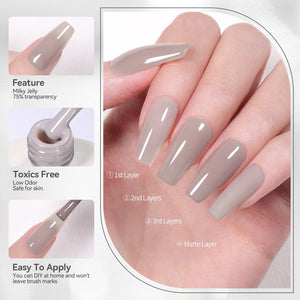 Milky Jelly Gel Polish #20 Arctic Grey 15ml Gel Nail Polish BORN PRETTY 