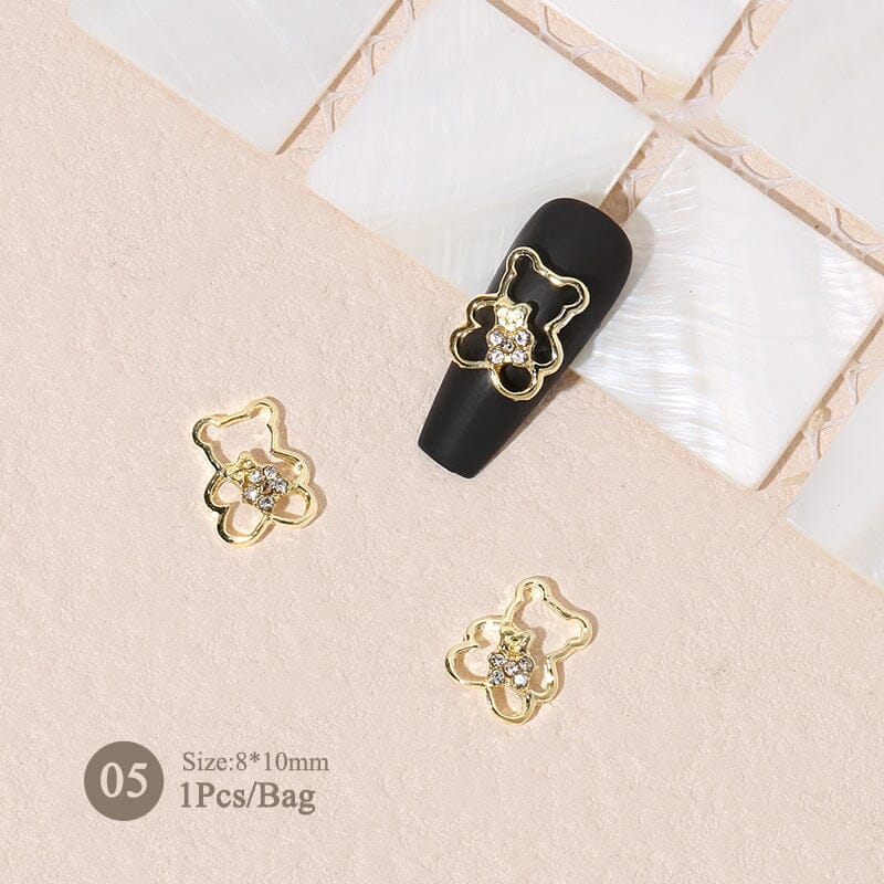 Silver Gold Bowknot Butterfly Rhinestones 3D Nail Decoration Nail Decoration BORN PRETTY 05 