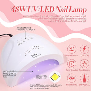 [US ONLY] All-In-One Starter Kit 15pcs Gel with 48W Nail Lamp Nail Tools Kits & Bundles BORN PRETTY 