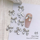 10pcs Bowknot Gold Silver Alloy Nail Decoration DIY Nails BORN PRETTY 05 