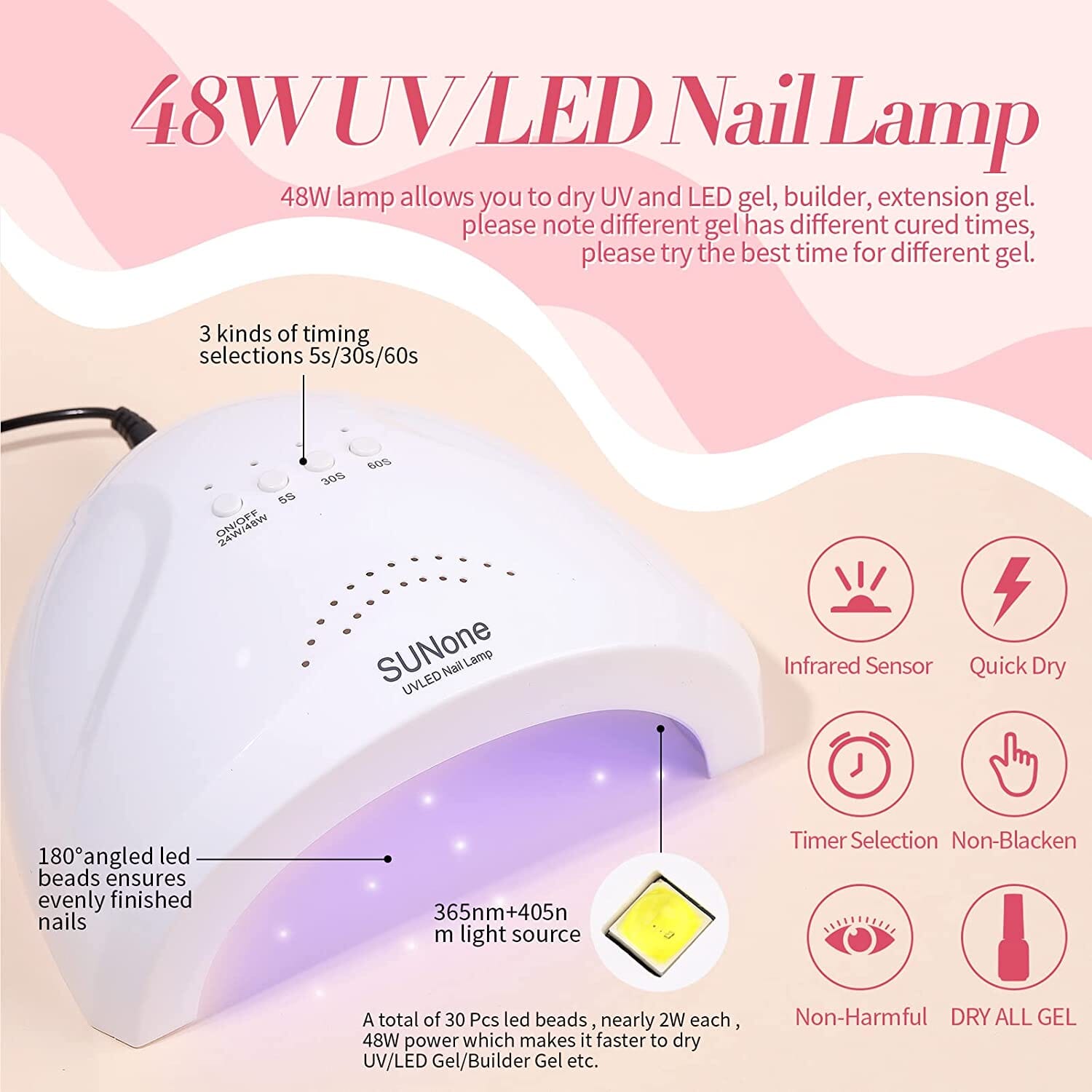 [US ONLY] All-In-One Starter Kit 48W Nail Lamp 12 Colors Gel Polish Set Kits & Bundles BORN PRETTY 