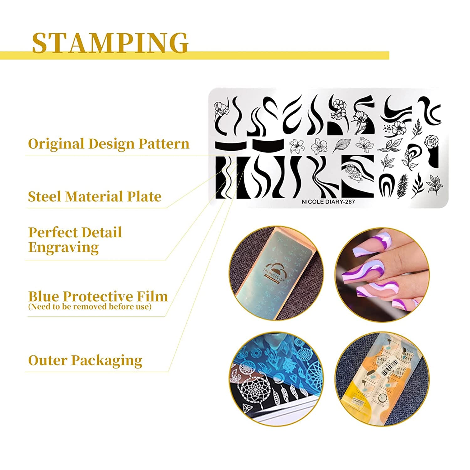 [US ONLY] 8Pcs Stamping Templates Set Stamping Nail BORN PRETTY 