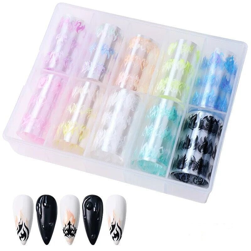 10pcs Neon Luminous Fire Nail Transfer Foil Stickers Nail Sticker No Brand 