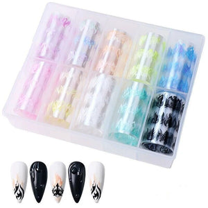 10pcs Neon Luminous Fire Nail Transfer Foil Stickers Nail Sticker No Brand 