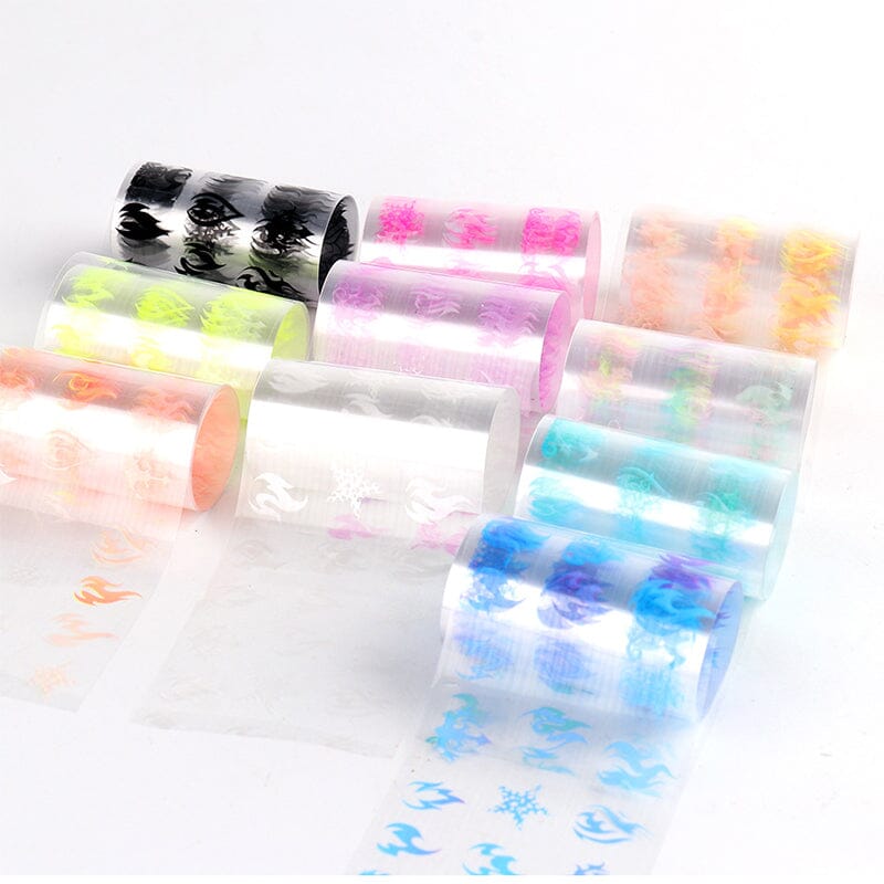 10pcs Neon Luminous Fire Nail Transfer Foil Stickers Nail Sticker No Brand 