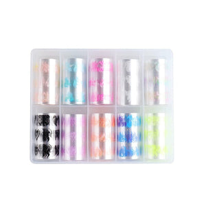 10pcs Neon Luminous Fire Nail Transfer Foil Stickers Nail Sticker No Brand 
