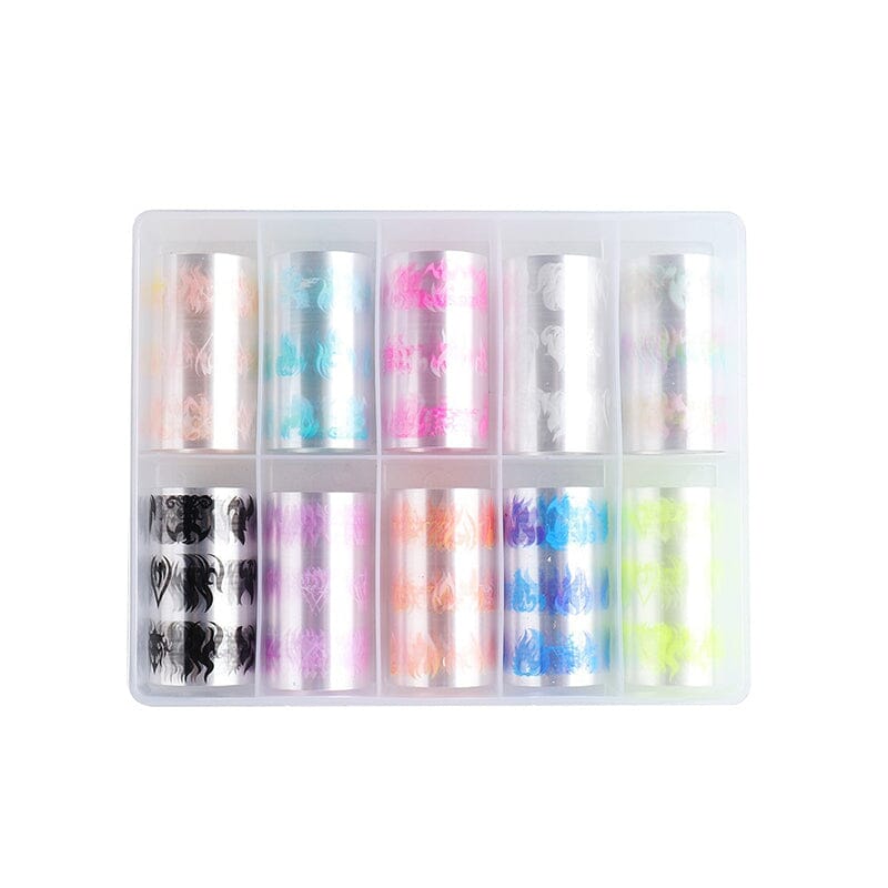 10pcs Neon Luminous Fire Nail Transfer Foil Stickers Nail Sticker No Brand 