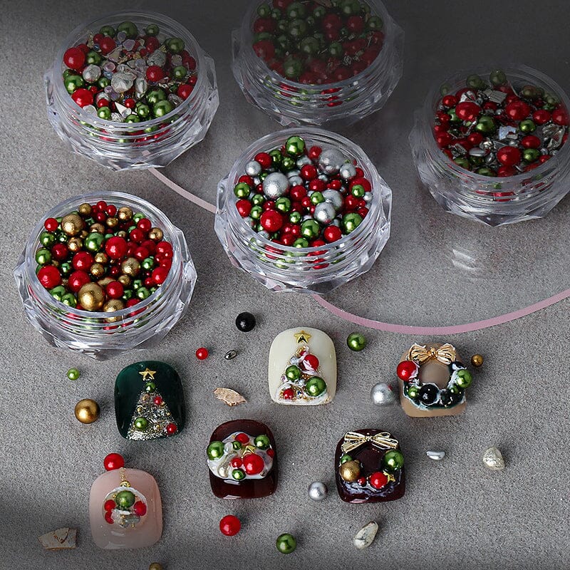 Christmas Peals Stones 3D Nail Decoration