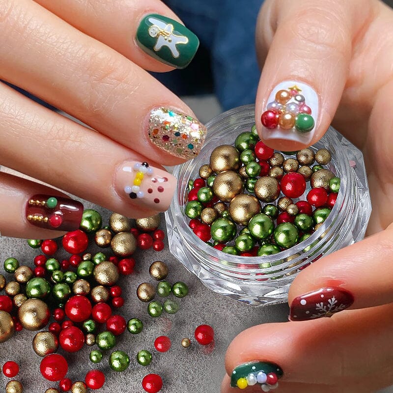 Christmas Peals Stones 3D Nail Decoration