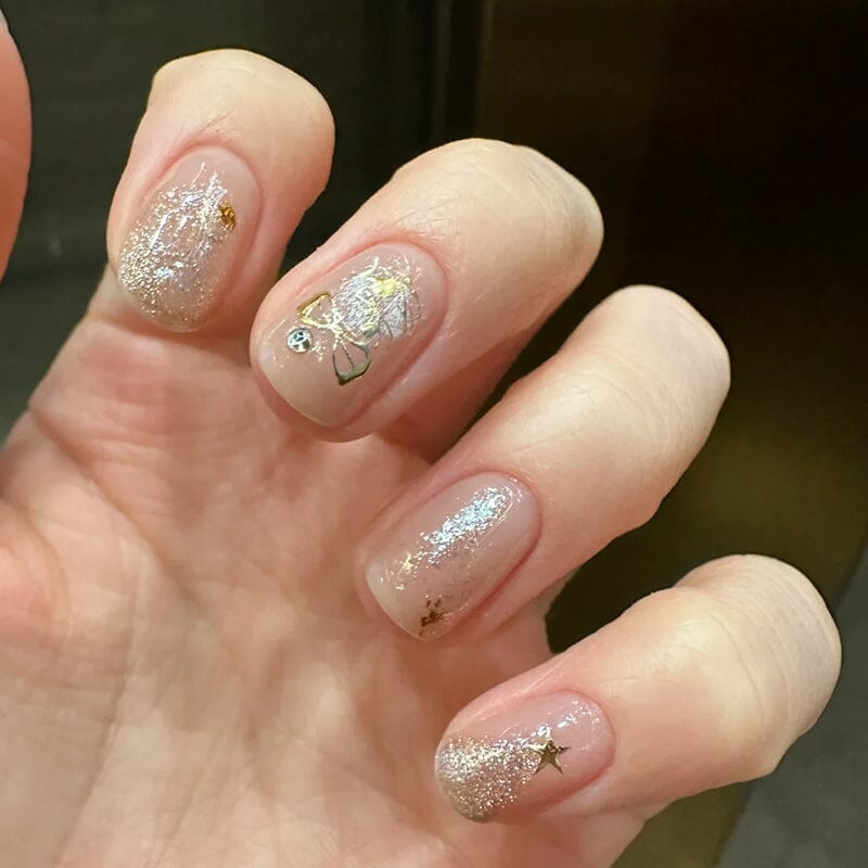 Gold 3D Nail Stickers Bowknot Star Christmas Patterns TL-066 Nail Sticker No Brand 