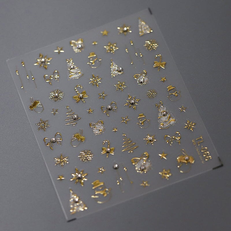 Gold 3D Nail Stickers Bowknot Star Christmas Patterns TL-066 Nail Sticker No Brand 