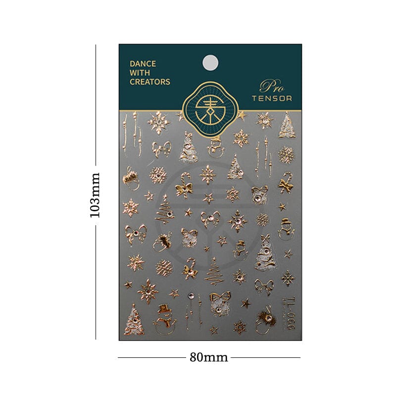 Gold 3D Nail Stickers Bowknot Star Christmas Patterns TL-066 Nail Sticker No Brand 