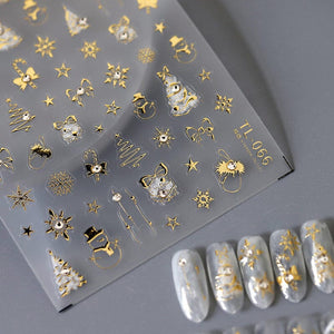 Gold 3D Nail Stickers Bowknot Star Christmas Patterns TL-066 Nail Sticker No Brand 