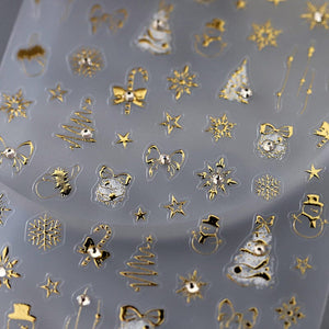 Gold 3D Nail Stickers Bowknot Star Christmas Patterns TL-066 Nail Sticker No Brand 