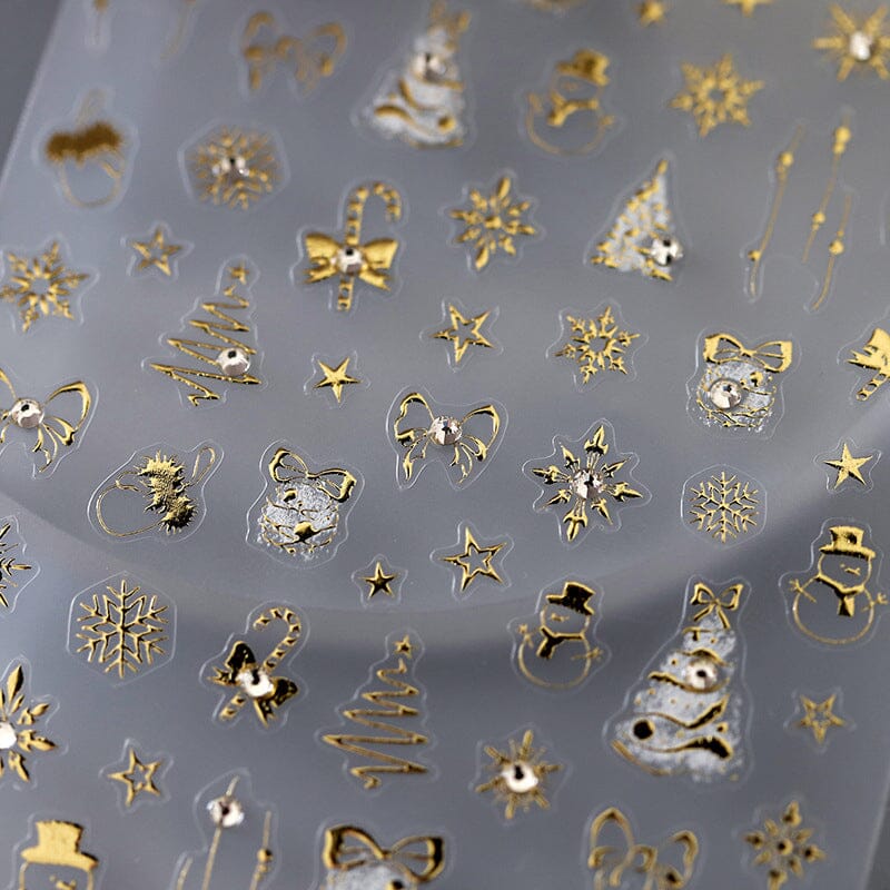 Gold 3D Nail Stickers Bowknot Star Christmas Patterns TL-066 Nail Sticker No Brand 