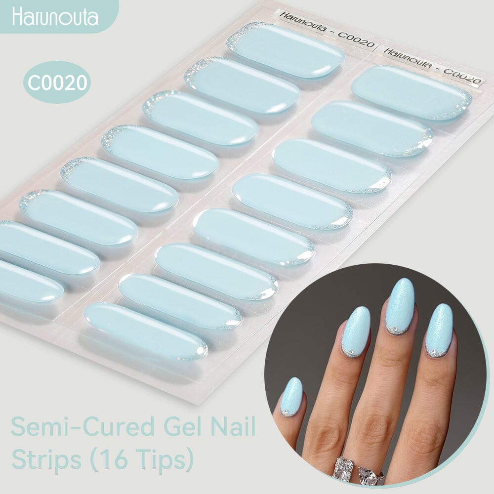 16 Tips Semi-Cured Gel Nail Strips C001-C056 Nail Sticker Harunouta C020 