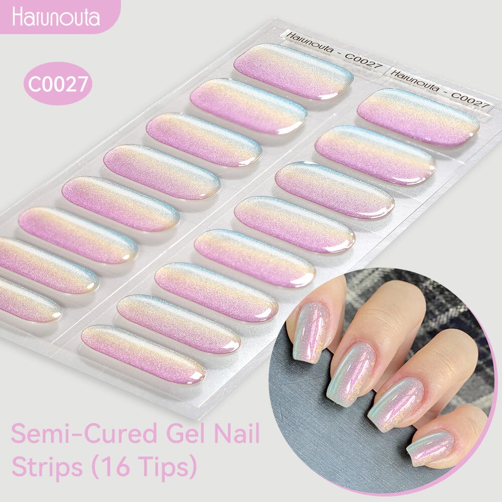16 Tips Semi-Cured Gel Nail Strips C001-C056 Nail Sticker Harunouta C027 