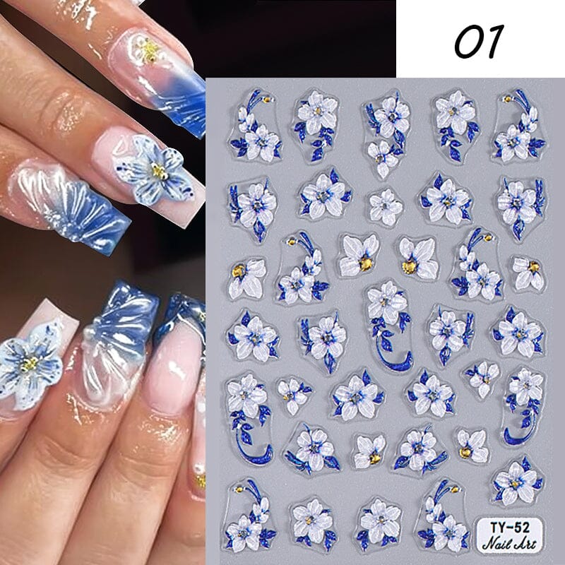 Jelly Rhinestones Christmas 5D Embossed Nail Stickers Nail Sticker No Brand 01 