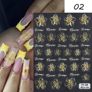 Jelly Rhinestones Christmas 5D Embossed Nail Stickers Nail Sticker No Brand 
