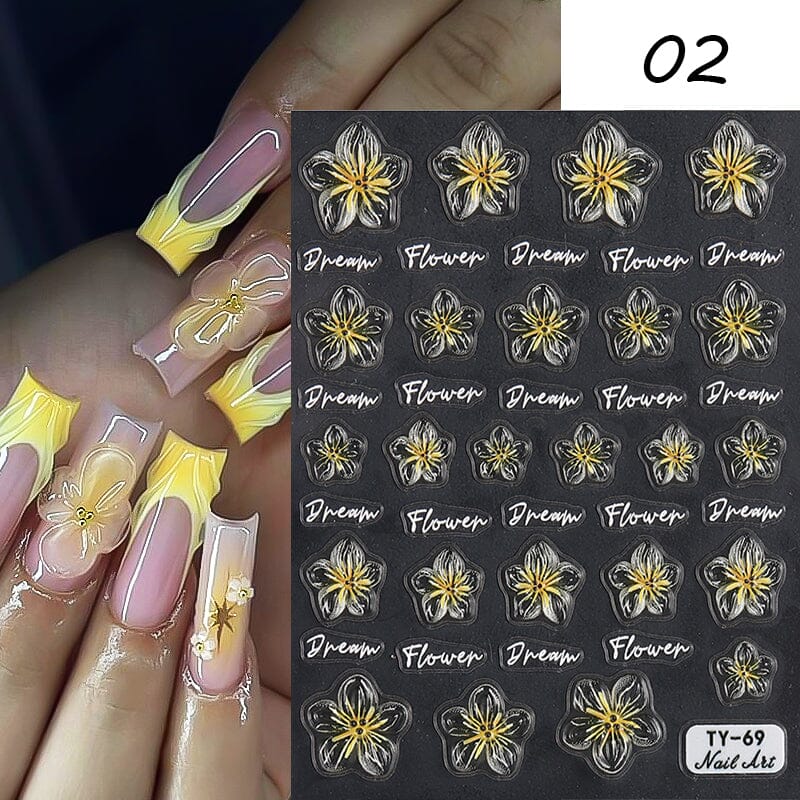 Jelly Rhinestones Christmas 5D Embossed Nail Stickers Nail Sticker No Brand 