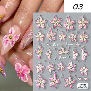 Jelly Rhinestones Christmas 5D Embossed Nail Stickers Nail Sticker No Brand 