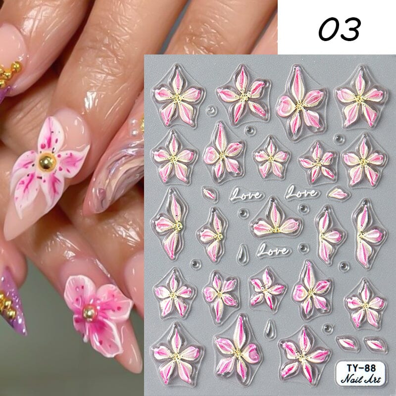 Jelly Rhinestones Christmas 5D Embossed Nail Stickers Nail Sticker No Brand 