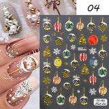 Jelly Rhinestones Christmas 5D Embossed Nail Stickers Nail Sticker No Brand 04 