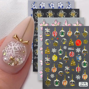 Jelly Rhinestones Christmas 5D Embossed Nail Stickers Nail Sticker No Brand 