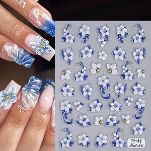 Jelly Rhinestones Christmas 5D Embossed Nail Stickers Nail Sticker No Brand 