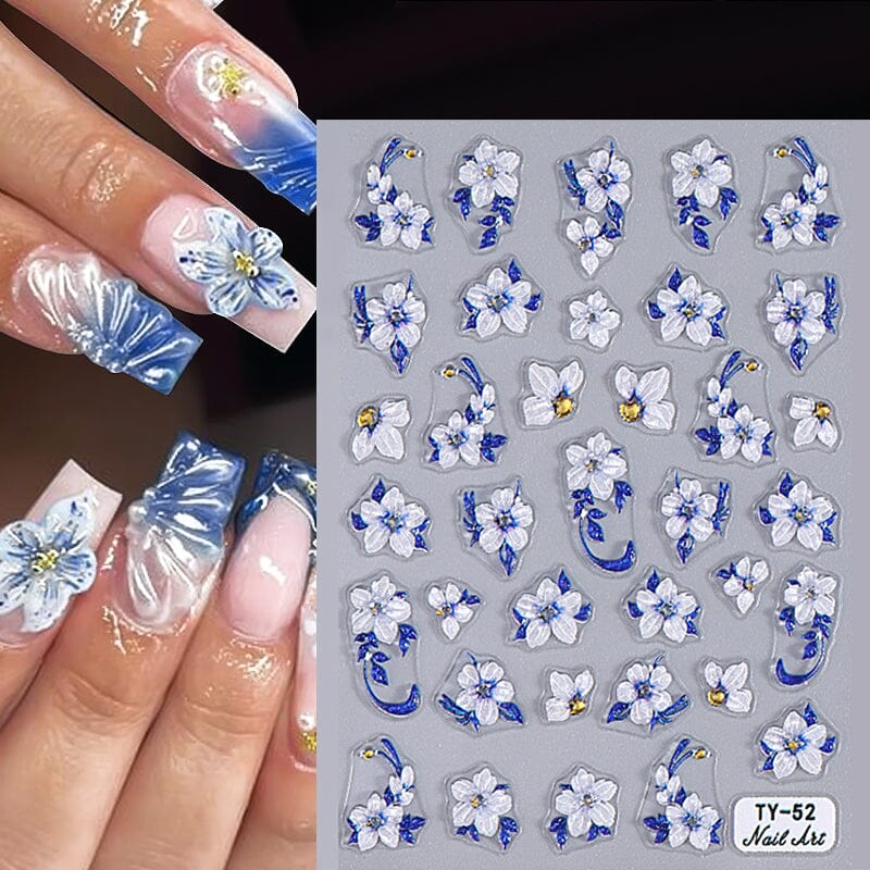 Jelly Rhinestones Christmas 5D Embossed Nail Stickers Nail Sticker No Brand 