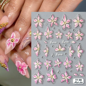 Jelly Rhinestones Christmas 5D Embossed Nail Stickers Nail Sticker No Brand 