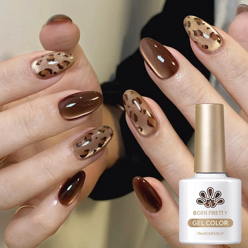 Water Light Cat Magnetic Gel Polish MY80 Dark Chocolate 10ml Gel Nail Polish BORN PRETTY 