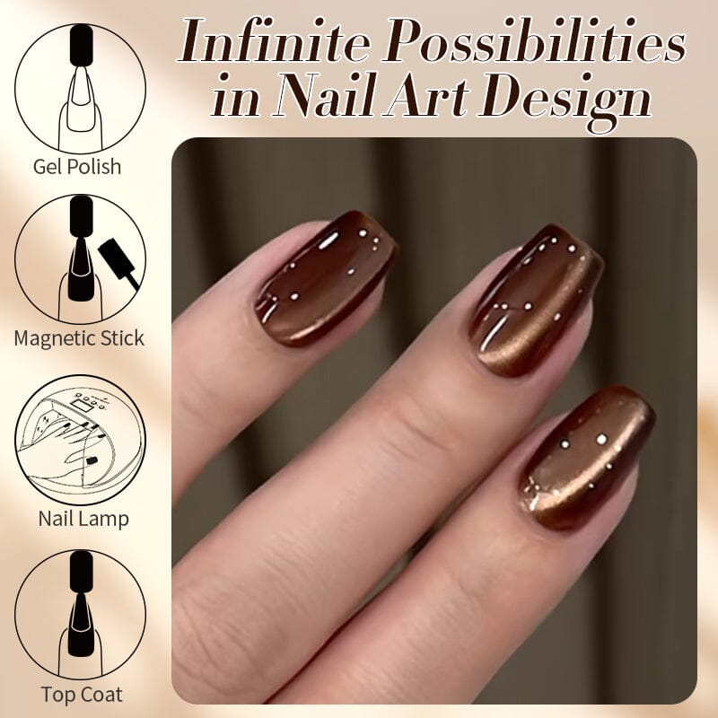 Water Light Cat Magnetic Gel Polish MY80 Dark Chocolate 10ml Gel Nail Polish BORN PRETTY 