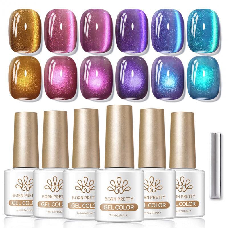 6 Colors Glass Cat Magnetic Gel M24 Starry River 7ml Gel Nail Polish BORN PRETTY 