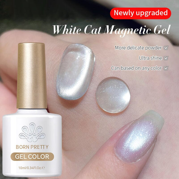 White Cat Magnetic Gel Polish MY77 Flowing Light White 10ml Gel Nail Polish BORN PRETTY 