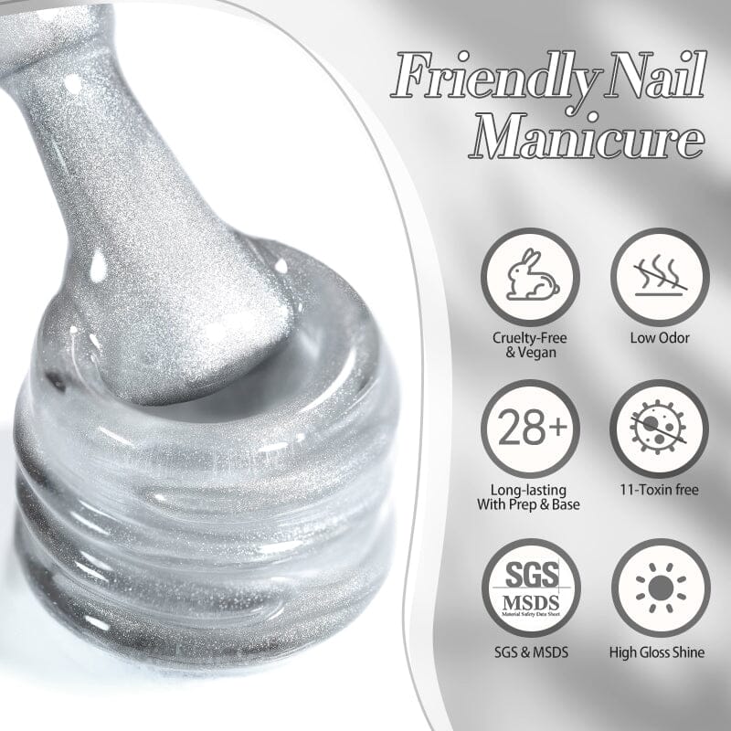 White Cat Magnetic Gel Polish MY77 Flowing Light White 10ml Gel Nail Polish BORN PRETTY 