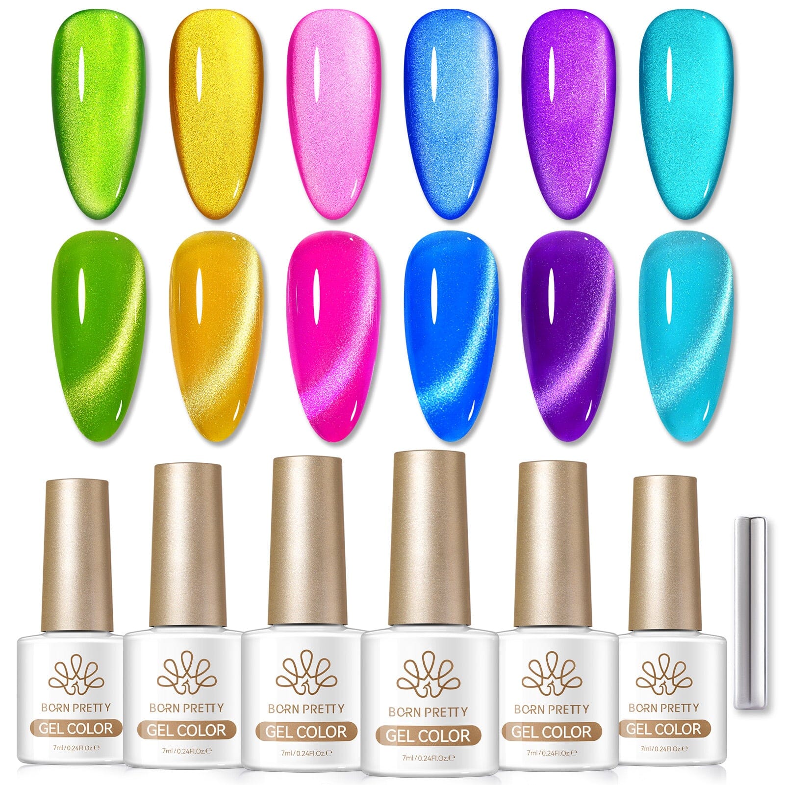 6 Colors Glass Cat Magnetic Gel M27 Star Day 7ml Gel Nail Polish BORN PRETTY 