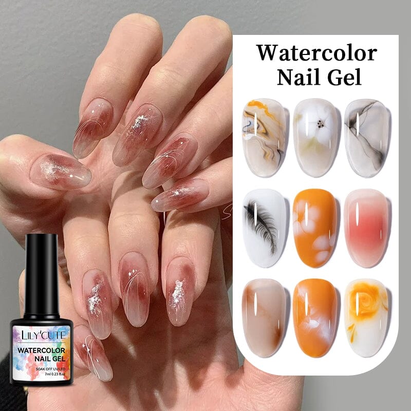 Peel Off Base Gel, Reinforcement Gel, Watercolor Nail Gel 7ml Base & Top Coat LILYCUTE 