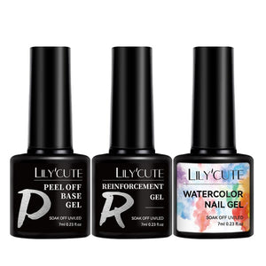 Peel Off Base Gel, Reinforcement Gel, Watercolor Nail Gel 7ml Base & Top Coat LILYCUTE 