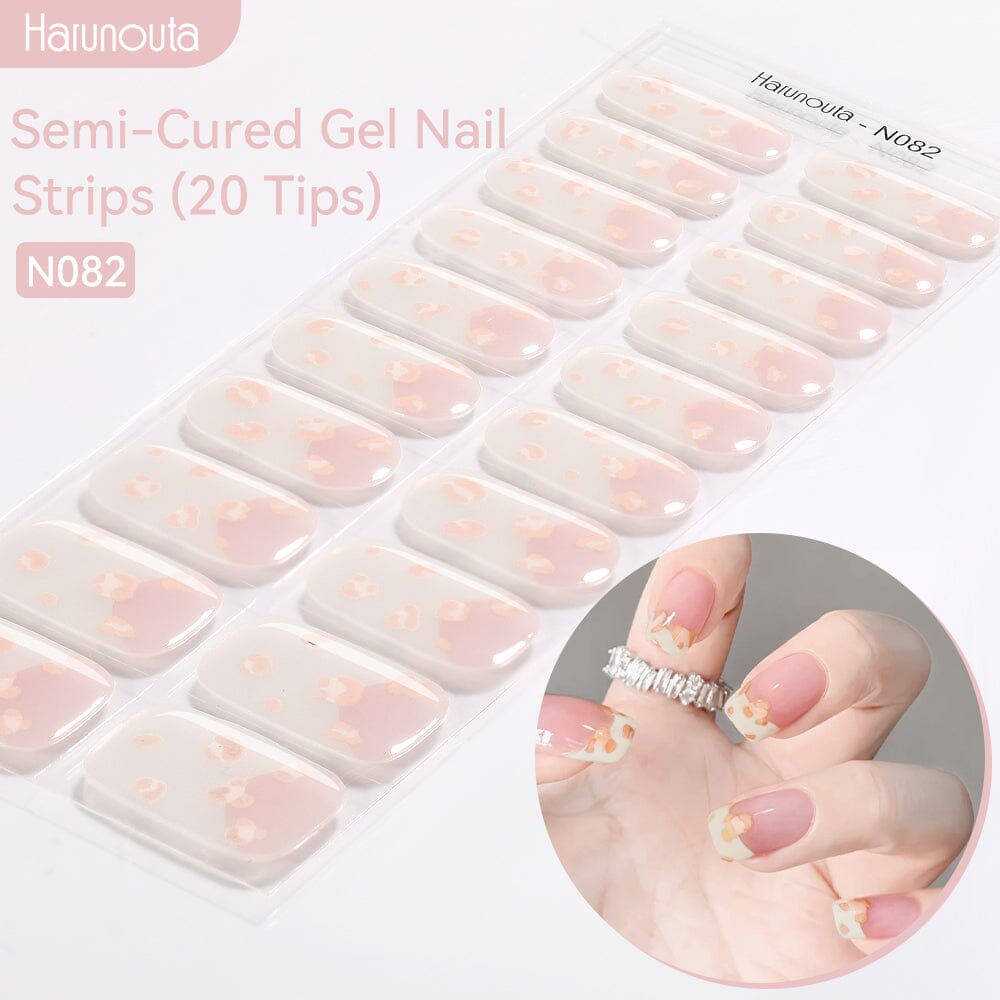 20 Tips Semi-Cured Gel Nail Strips N079-N088 Nail Sticker Harunouta N082 